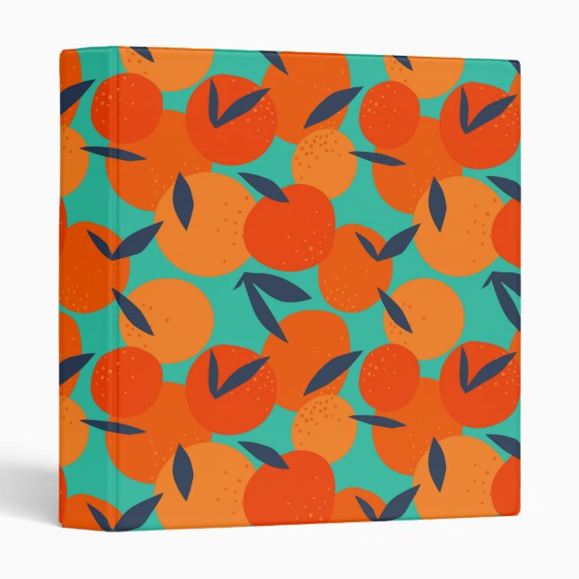 Classeur Motif Abstrait de fruits orange (Devant/Côté)
