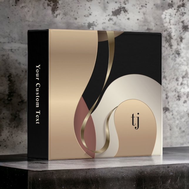 Classeur Motif Abstrait de luxe en métal avec Monogramme (A sleek design to personalize with your monogram initials or other text.)