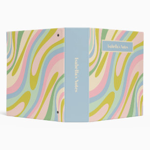 Classeur Motif Abstrait Rétro Boucles Ondulées Pastel