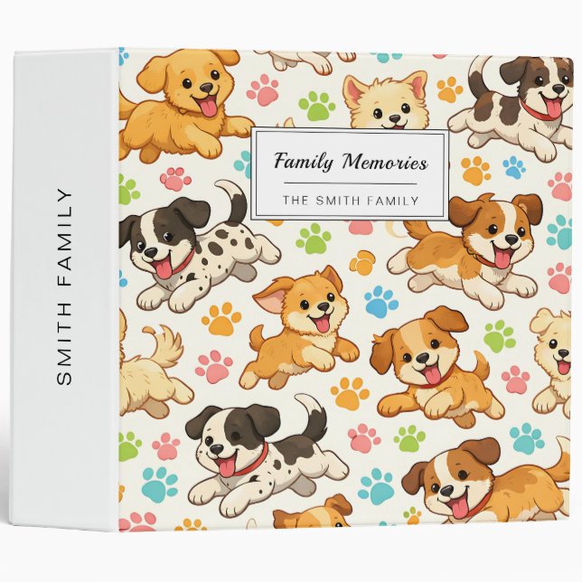 Classeur Motif aquarelle de chiot adorable (3) (Devant/Côté)