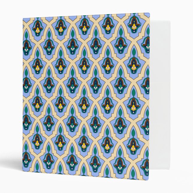 Classeur Motif arabe marocain en bleu et jaune (Devant/intérieur)