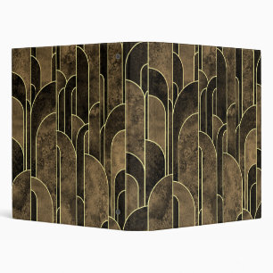 Classeur Motif Art Déco marron et or riche