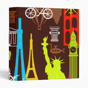 Classeur Motif au néon de voyage du monde