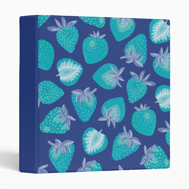 Classeur Motif aux fraises bleues (Devant/Côté)