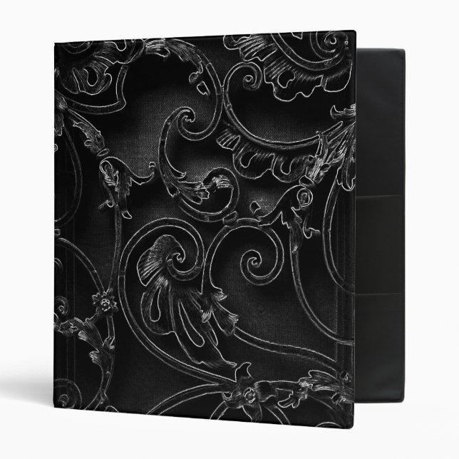 Classeur Motif baroque gothique noir (Devant/intérieur)
