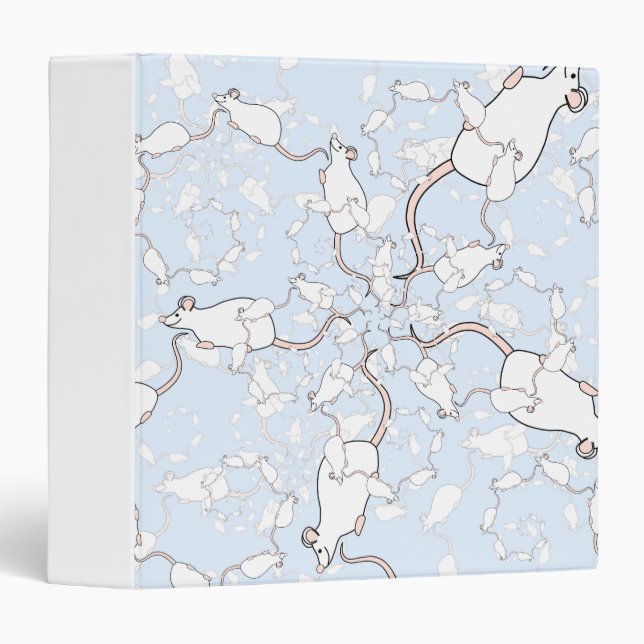 Classeur Motif blanc mignon de souris. Souris sur le bleu (Devant/Côté)