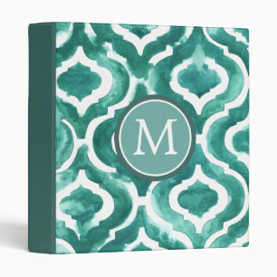 Classeur Motif bleu vert IV du monogramme
