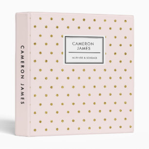Classeur Motif Blush à pois pailletés or élégant