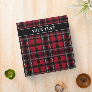 Classeur Motif carreau tartan rouge et noir avec texte pers