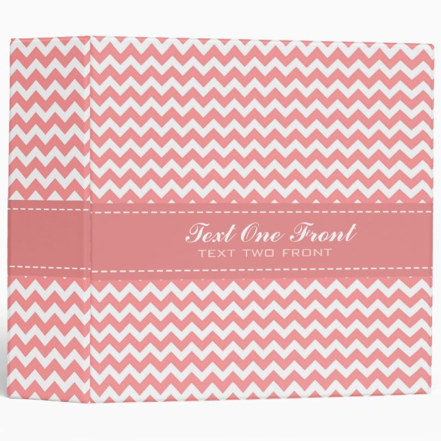 Classeur Motif Chevron Blanc Et Rose (Devant/Côté)