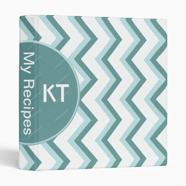 Classeur Motif Chevron ZigZag dans Mint Green (Devant/Côté)