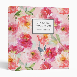 Classeur Motif Chic Floral Aquarelle Pink Peonies