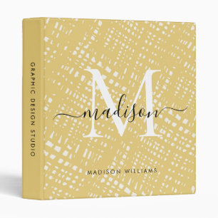 Classeur Motif chic jaune vif Monogramme Nom de script