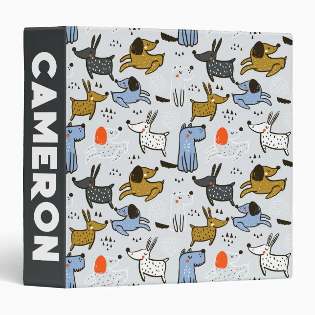 Classeur Motif chien mignon Doodle (Devant/Côté)