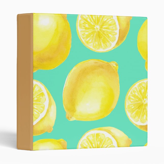 Classeur Motif citrons aquarelle (Devant/Côté)