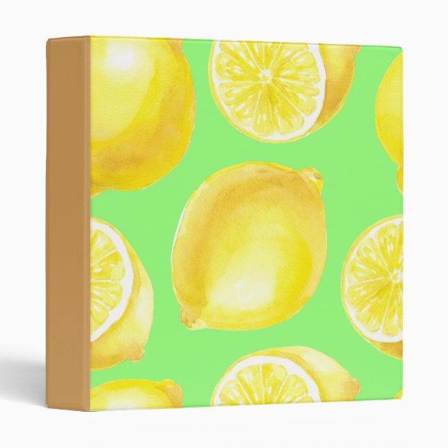 Classeur Motif citrons aquarelle (Devant/Côté)