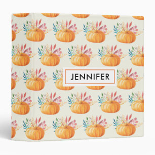 Classeur Motif Citrouille d'aquarelle orange