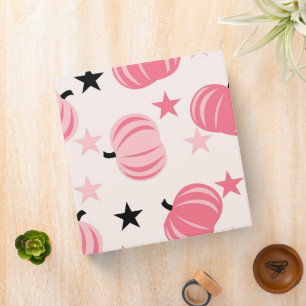 Classeur Motif Citrouille rose avec étoiles