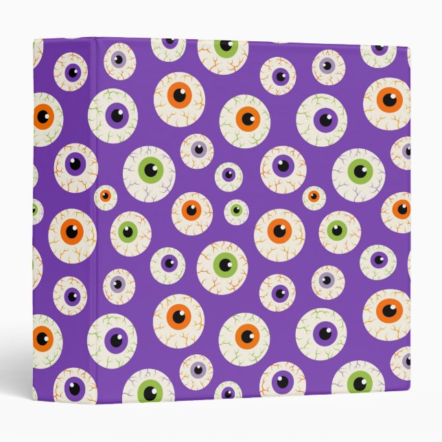 Classeur Motif coloré Halloween Eyeballs (Devant/Côté)
