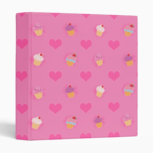 Classeur Motif Cupcake rose (Devant/Côté)