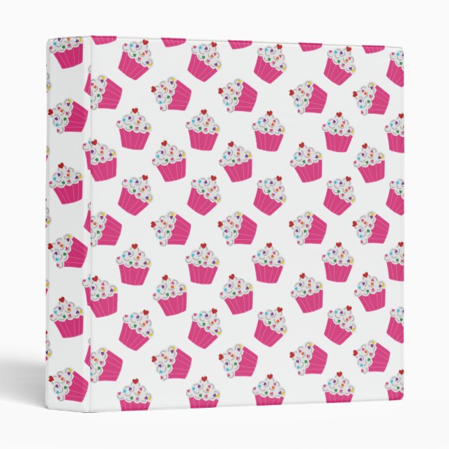 Classeur Motif Cupcake rose clair au dessert (Devant/Côté)