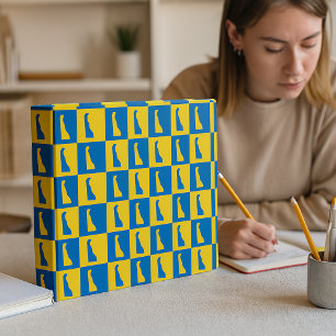 Classeur Motif damier bleu or du Delaware