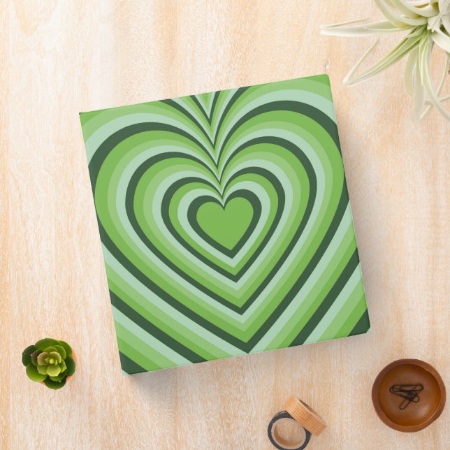 Classeur Motif d'amour du coeur hypnotique vert (In Situ)