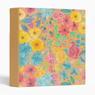 Classeur Motif d'aquarelle florale en jaune