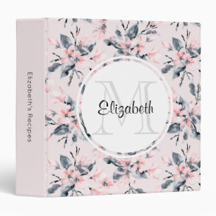 Classeur Motif d'aquarelle rose et gris