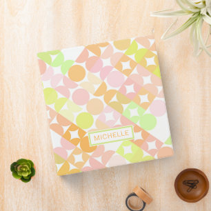 Classeur Motif d'art géométrique chic rose orange corail