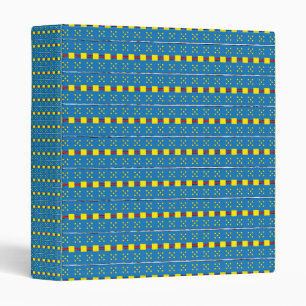 Classeur Motif d'art populaire géométrique bleu et jaune
