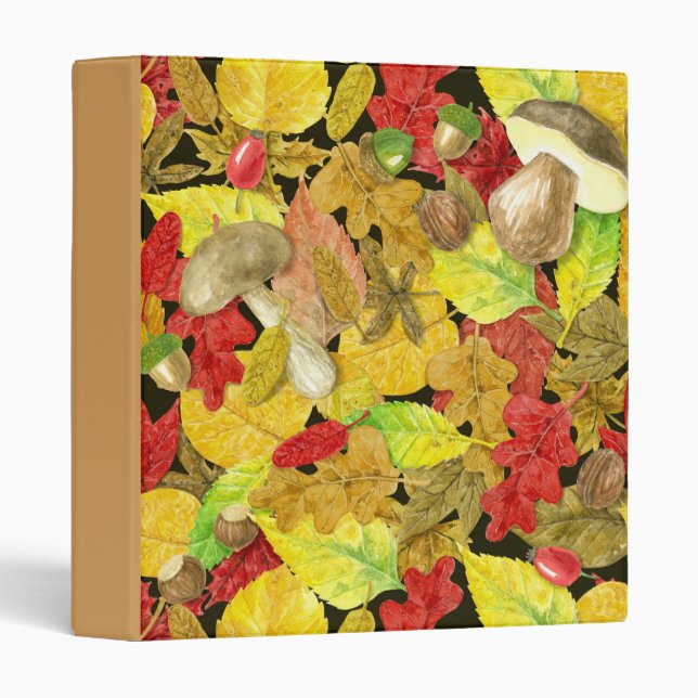 Classeur Motif d'automne aquarelle (Devant/Côté)