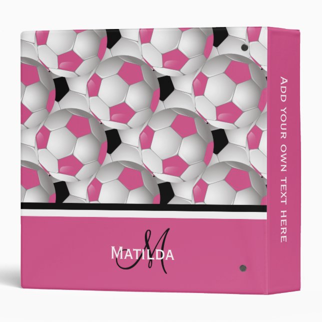 Classeur Motif de balle de soccer rose Monogram (Dos/Côté)