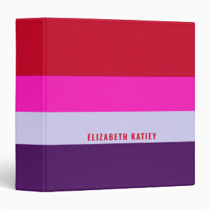 Classeur Motif de bandes rouge, rose et violet