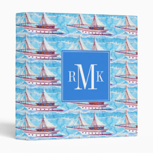 Classeur Motif de bateaux de navigation d'aquarelle