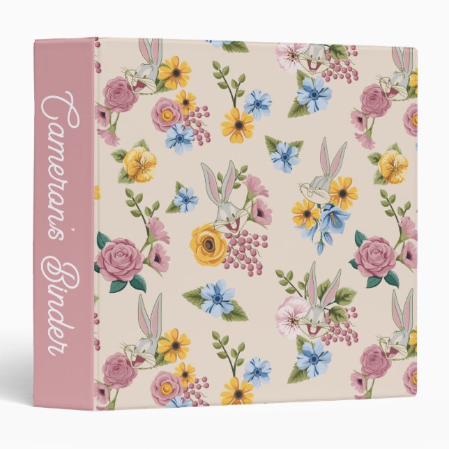 Classeur Motif de broderie florale BUGS BUNNY™ (Devant/Côté)