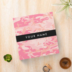Classeur Motif de camouflage rose, Votre nom, Personnaliser