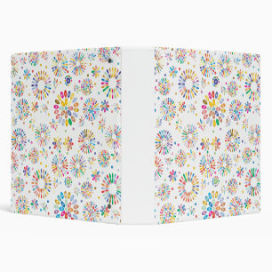 Classeur Motif de cercles de fleurs colorées sur fond blanc