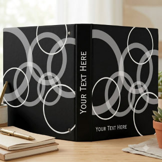 Classeur Motif de cercles superposés noir et blanc moderne