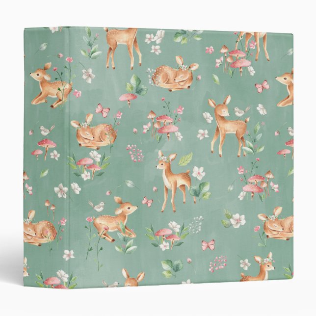 Classeur Motif de cerfs à l'aquarelle (Devant/Côté)