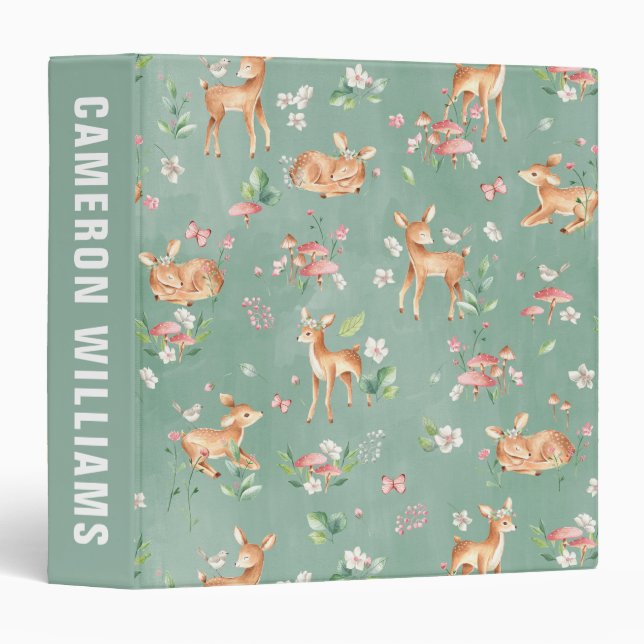 Classeur Motif de cerfs à l'aquarelle (Devant/Côté)
