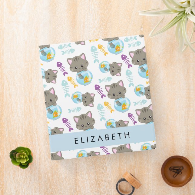 Classeur Motif De Chats, Chats Mignons, Chatons, Votre Nom (In Situ)