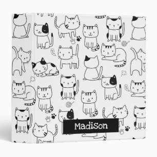 Classeur Motif de chats mignons pour enfants personnalisé à