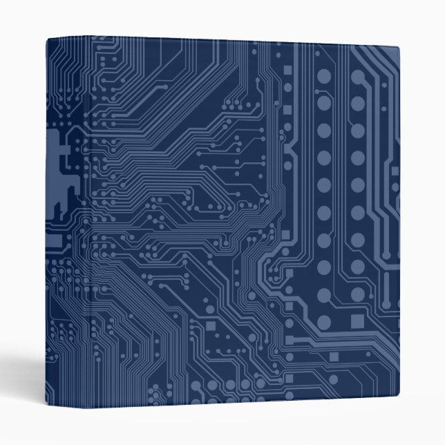 Classeur Motif de circuit Geek bleu (Devant/Côté)