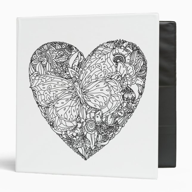 Classeur Motif de coeur de papillon (Devant/Intérieur)