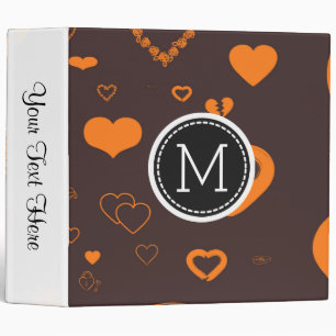 Classeur Motif de cœur orange élégant moderne monogramme