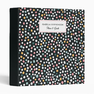 Classeur Motif de confettis à pois mignons Nom personnalisé