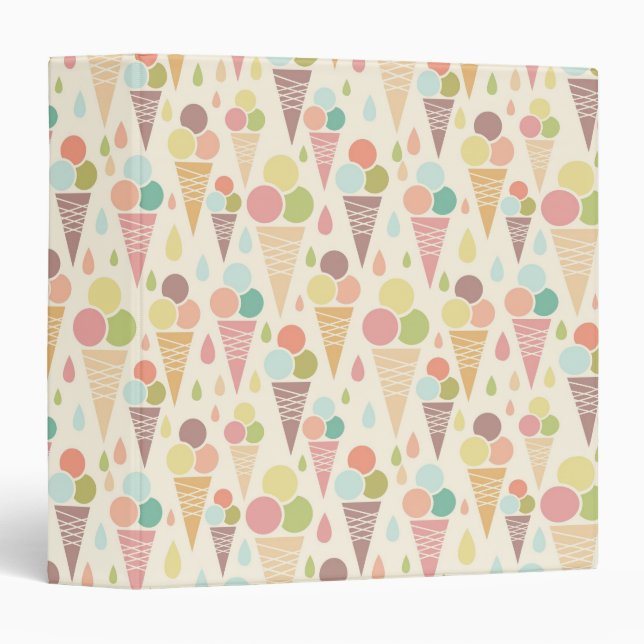 Classeur Motif de cornets de crème glacée (Devant/Côté)