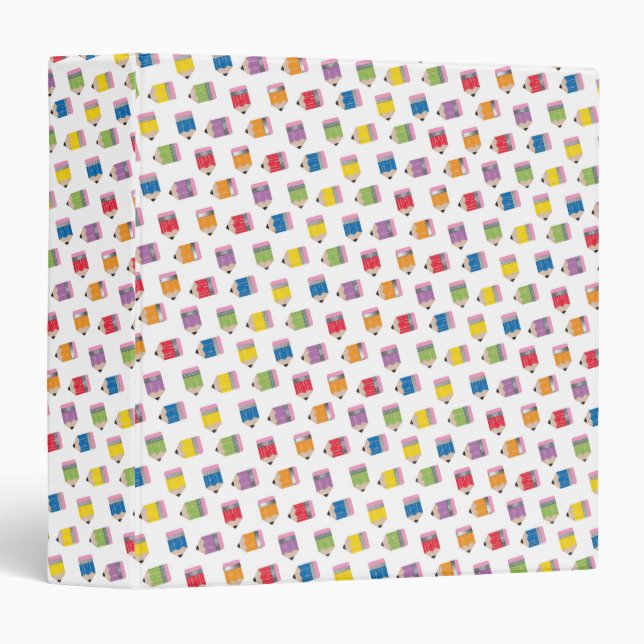 Classeur Motif de crayons d'arc-en-ciel de style d'Upcycle (Devant/Côté)