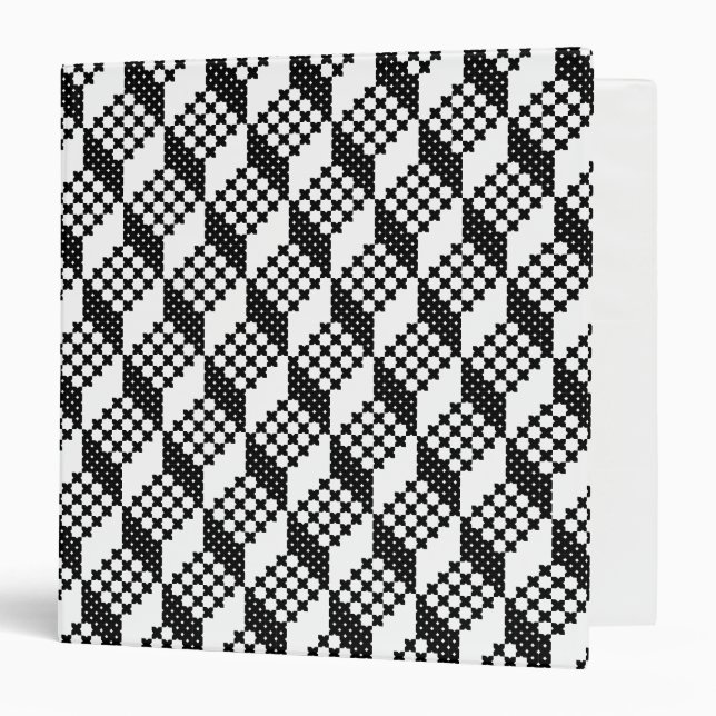Classeur motif de cubes croix noir et blanc 3D (Devant/Intérieur)